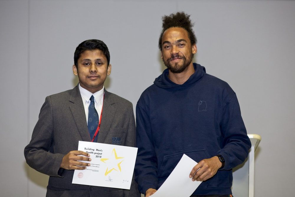 Radio One DJ, Dev Griffin, presented awards at Bow School.