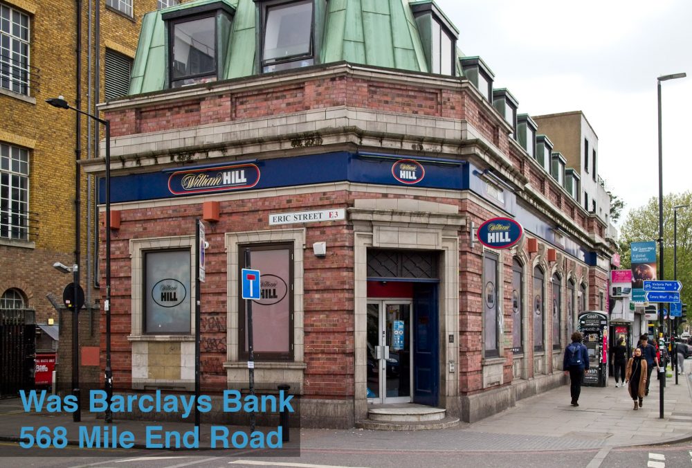 Once Barclays Bank beside Mile End Station