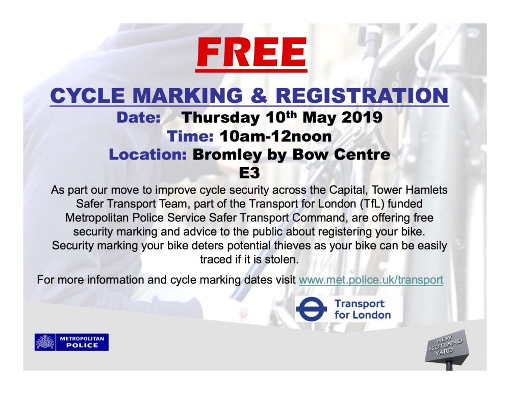 Cycle Marking Thurs 10th May Bromley by Bow