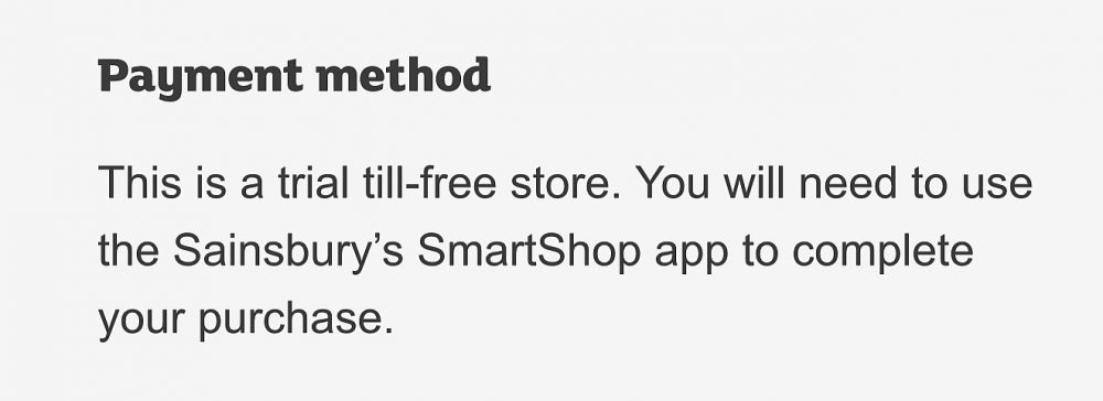 Sainsbury's Holborn Circus payment method