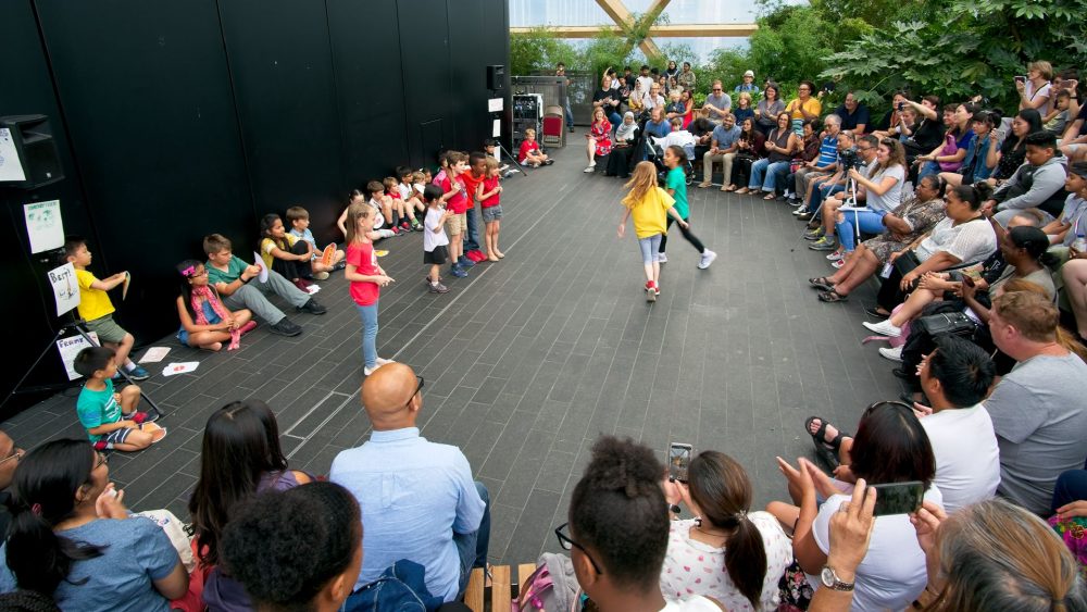A young people's performance at Crossrail Roof Garden Sat 31st Aug