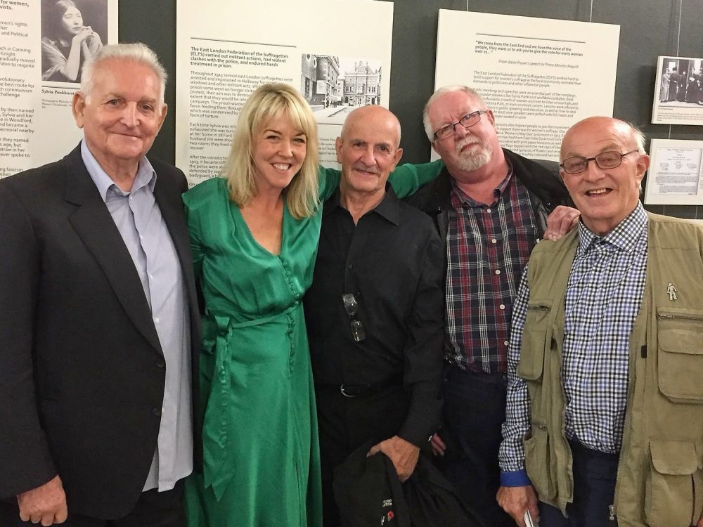 Author, Kate Thompson, with Geezers (L-R) Don Tomlin, Ricky Ayliffe, Barrie Stradling, & Ray Gipson.