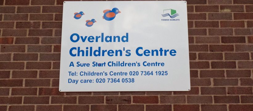 Overland Day Nursery sign, Parnell Road, Bow