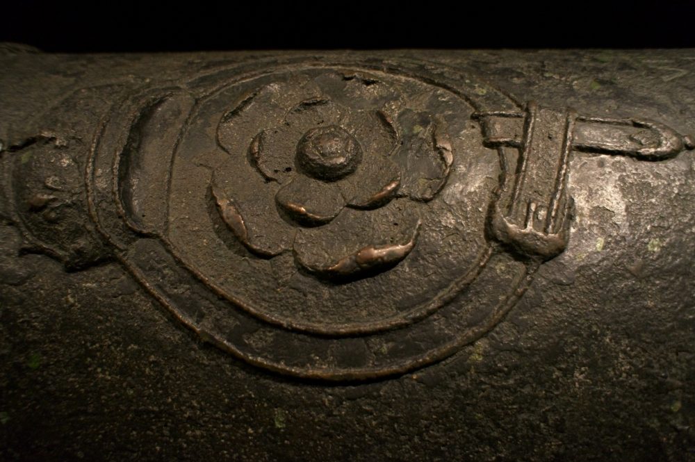 The Tudor Rose on an original canon raised from the seabed after 437 years