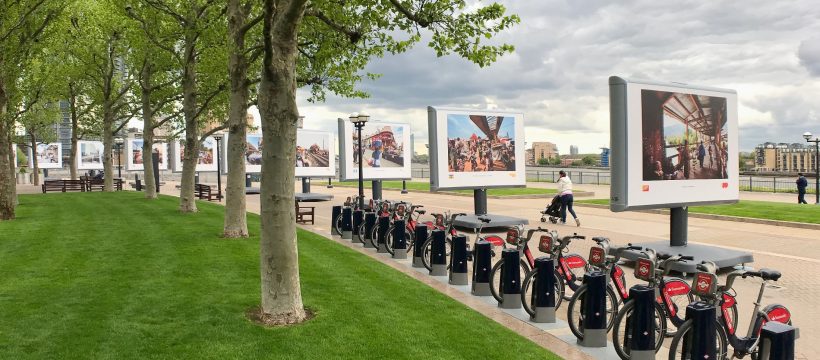 Streets of the world - outdoor exhibition at Canary Wharf of photos by Jeroen Swolfs