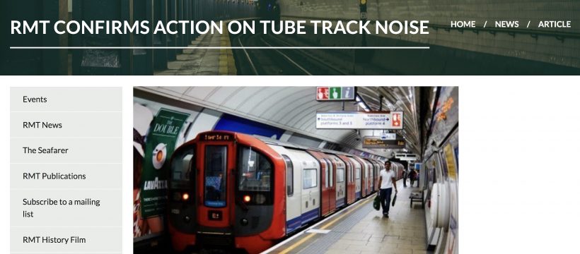 RMT confirms action on tube track noise