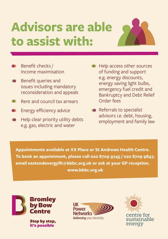 Bromley by Bow Centre energy and welfare benefit advice 2