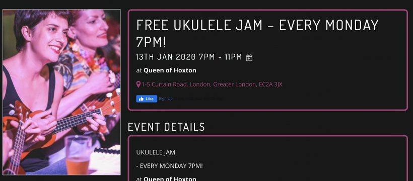 Queen of Hoxton Ukulele Jam nights on Mondays