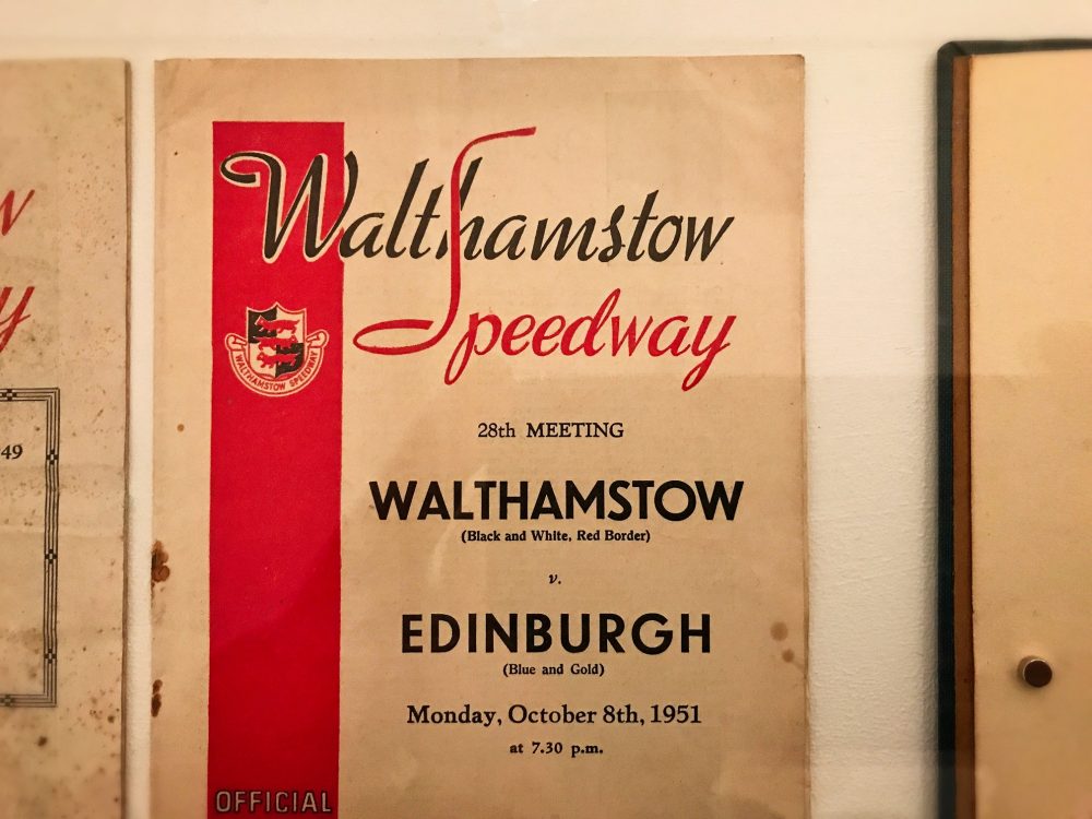 Speedway programme on display in Lightboxes to Lettering exhibition