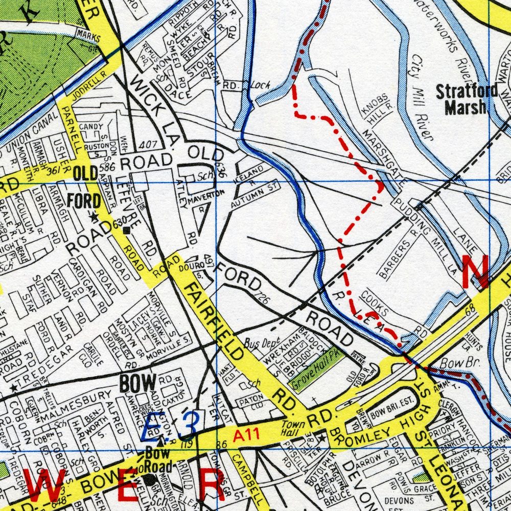 Map of Old Ford Road early 1960s