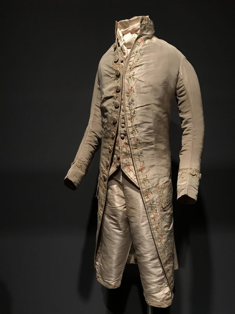 As new - man's three-piece silk suit from 1780s collected by Olive Matthews