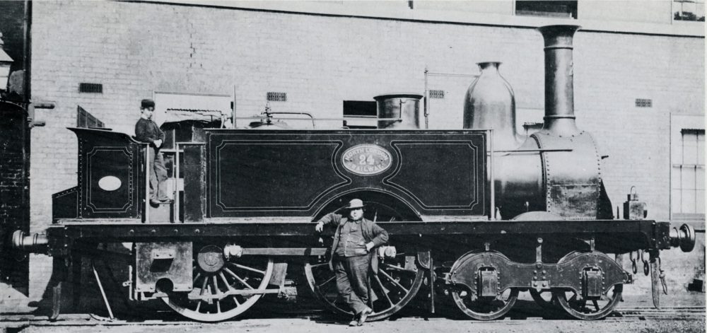 An early locomotive which ran on the NLR. It was built by Robert Stephenson & Co. in 1855. Image courtesy Science Museum Group.