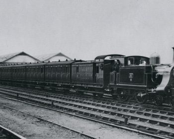 Passenger train travelling through Devons Road on the way to Broad Street Station in 1898. Note the four wheeled carriages. Image courtesy Science Museum Group.