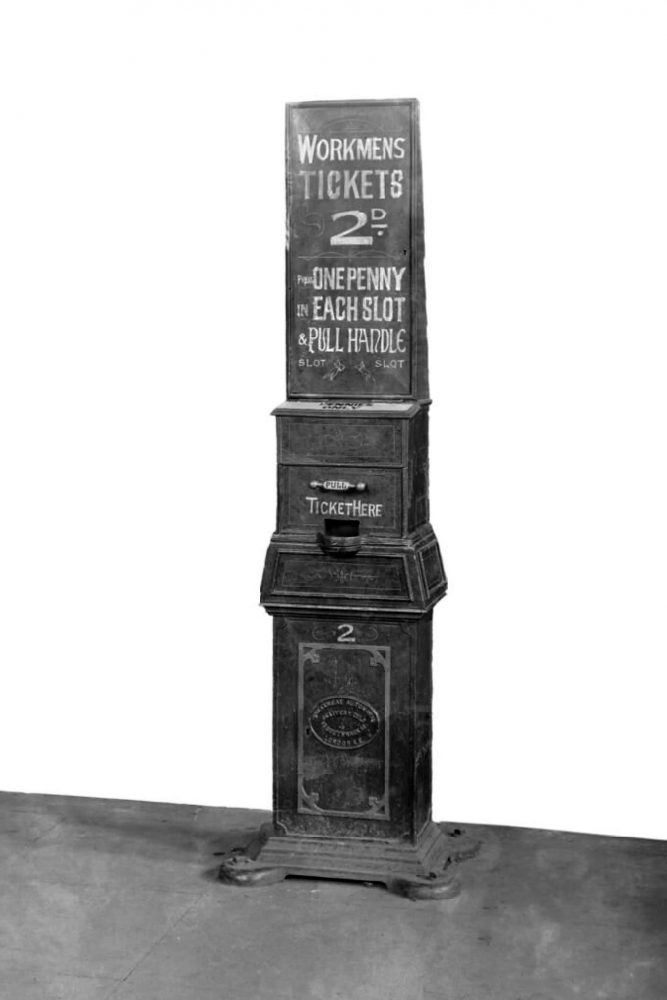 Workman's ticket machine on NLR approx 1900. Image courtesy Science Museum Group.