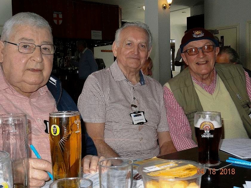 Don with Fellow Geezers Charlie Wiggins and Ray Gipson in the pub on a day out with the Any Old Iron Elderly West Ham Supporters Project