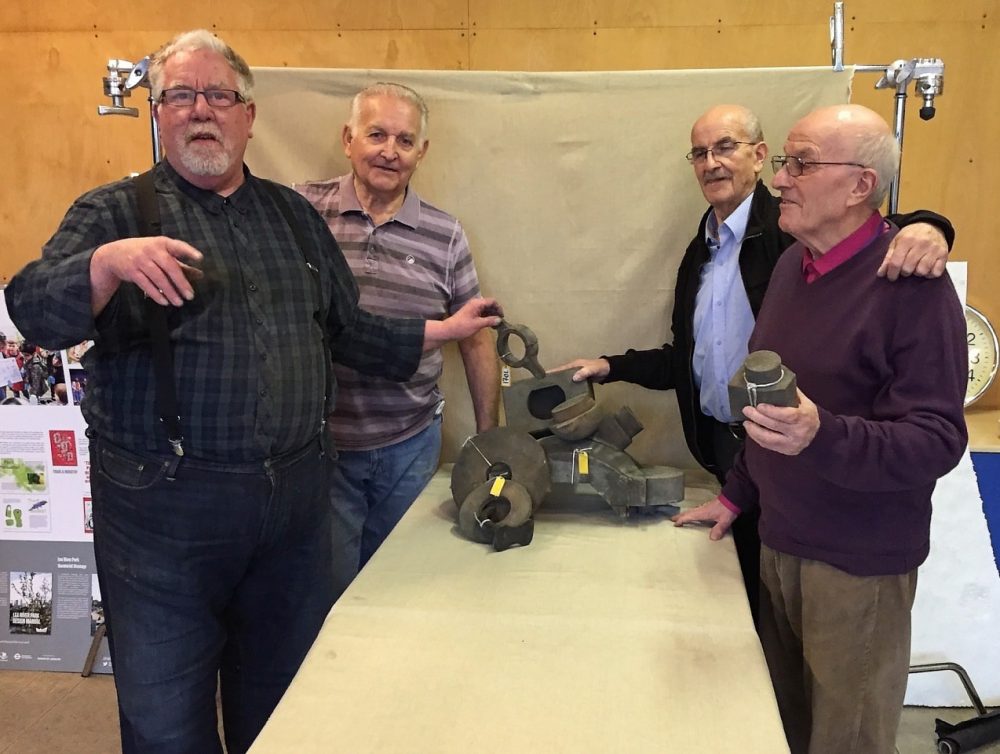 Don with fellow Geezers Barrie Stradling, Ricky Ayliffe and Ray Gipson at 'Patterns Language' Restoration Exhibition at House Mill