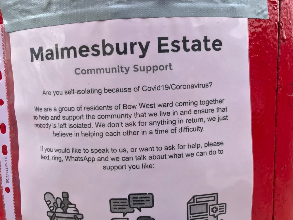 Malmesbury Estate Community Support poster