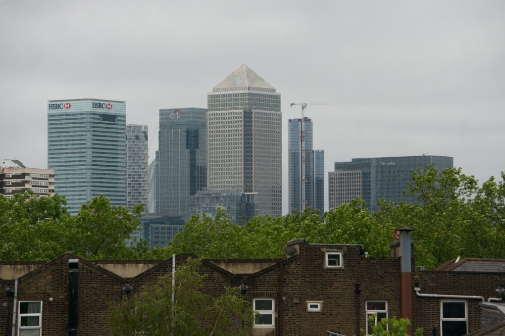 Canary Wharf viewed from Mile End