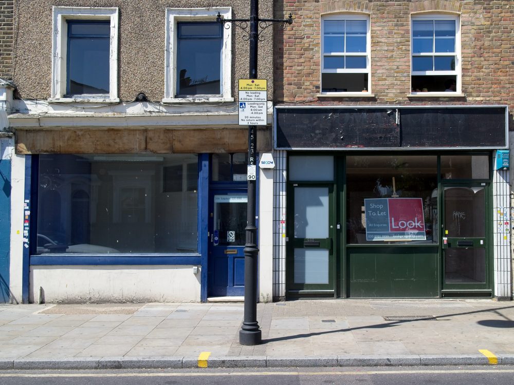 Shuttered shops Roman Road, Bow, E3