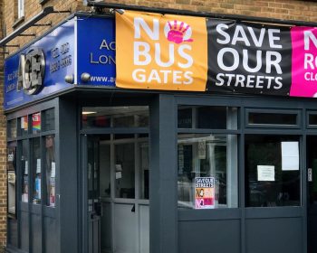 No Bus Gates banner header