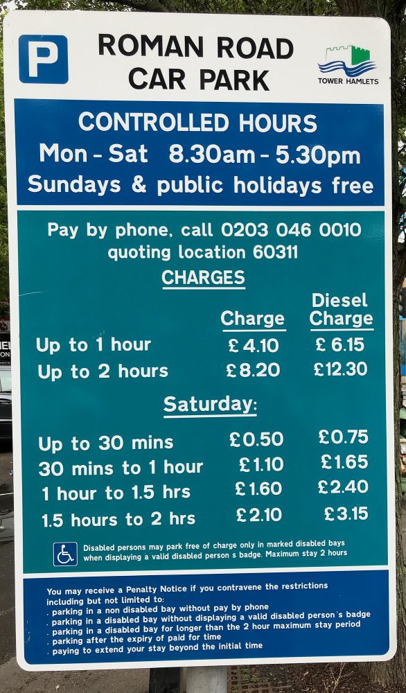 St Stephens Car Park charges Bow London E3