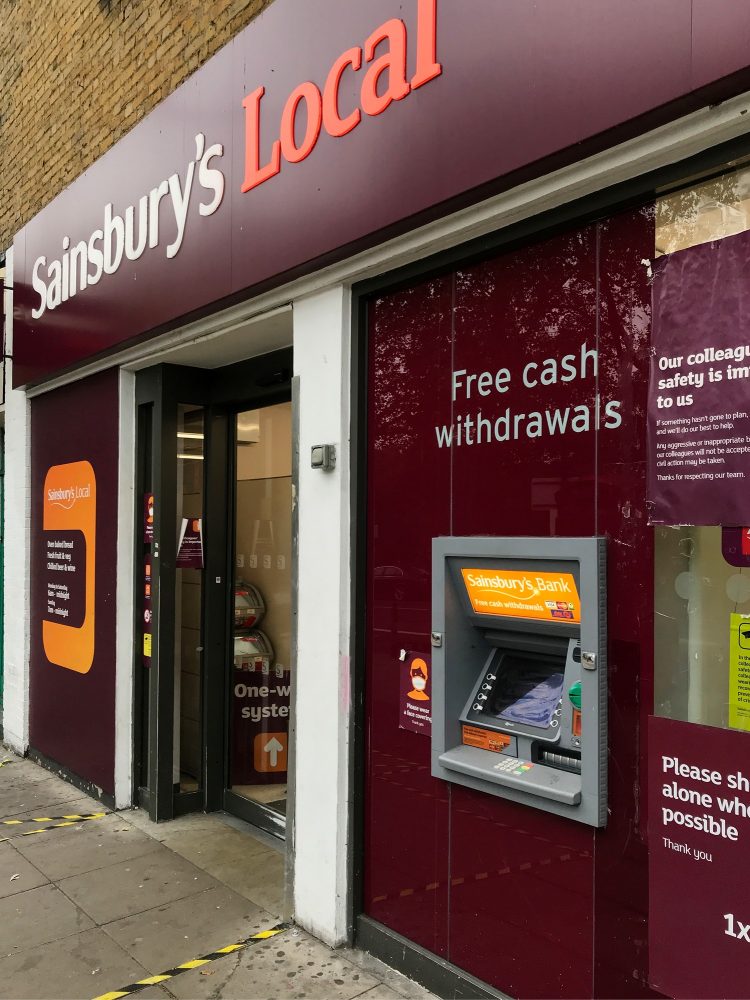 Sainsbury's cash machine Bethnal Green