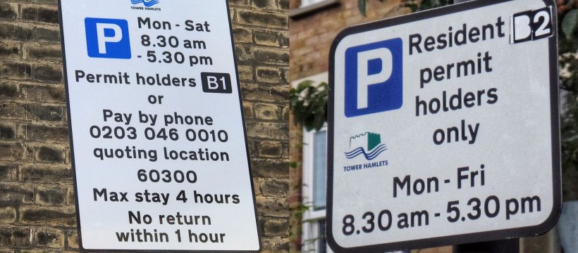 B1 & B2 parking signs in Bow