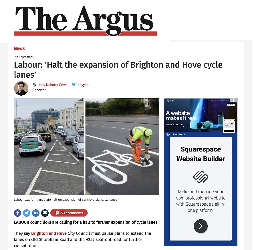 Brighton Argus Cycle Lanes