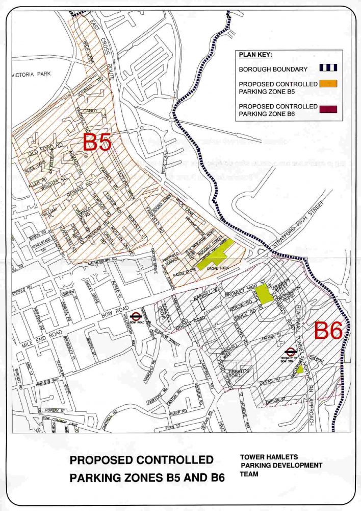 Proposed new parking zones for Bow