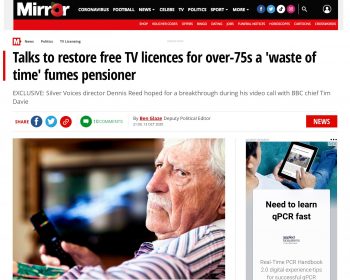 UK TV License Mirror newspaper 13th Oct 2020