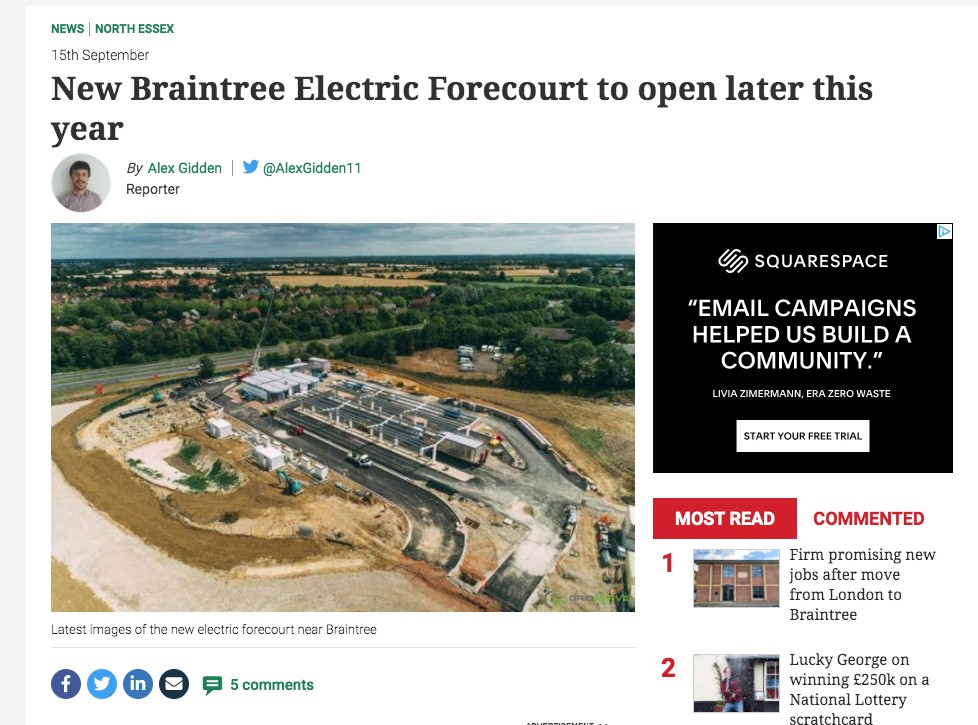 Gridserve article Braintree & Witham Times