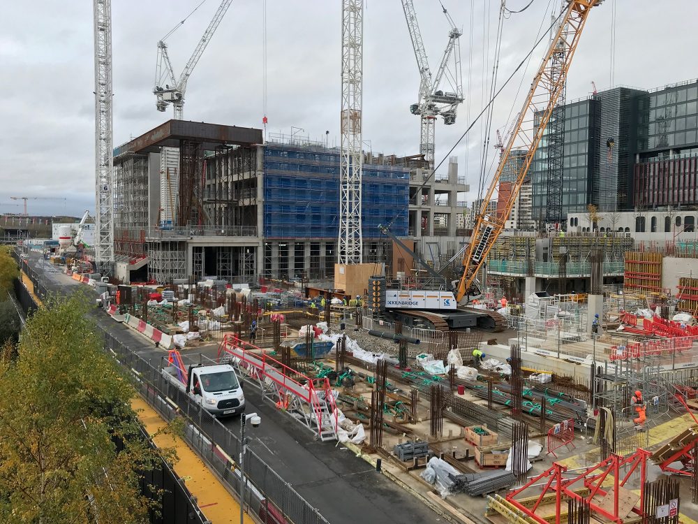 Looking north from the London Aquatics Centre. The Cultural Quarter, Eastbank