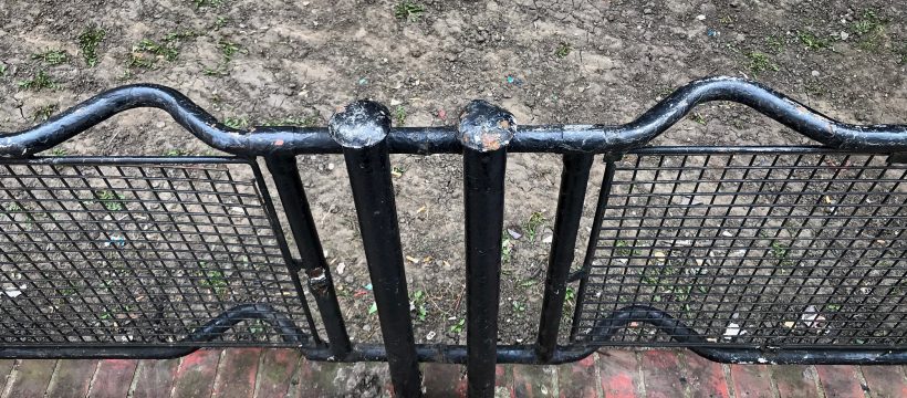 Stretcher Railings junction Devons road and Watts Grove, London E3. They run past BIlberry House and Bramble House