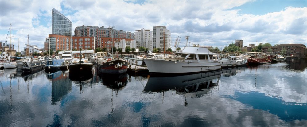 New Providence Wharf viewed across Poplar Dock in 2008