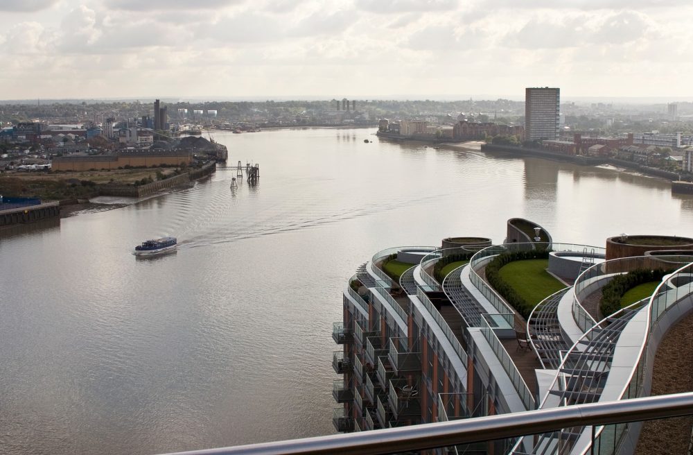 View over Thames from New Providence Wharf Penthouse in 2006