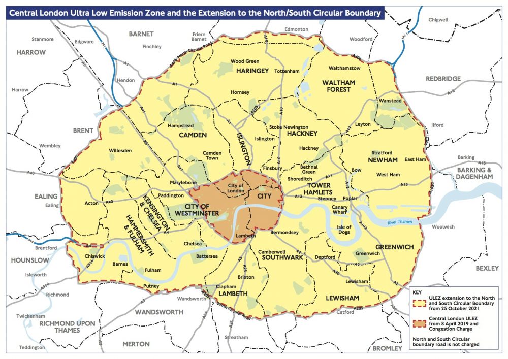 London Ultra Low Emission Zone map