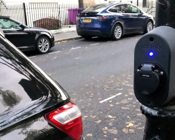 Street lamp car charger in Bow, London