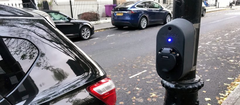 Street lamp car charger in Bow, London