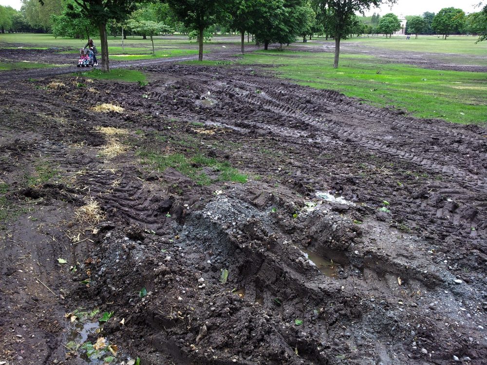 A wrecked Victoria Park after Lovebox