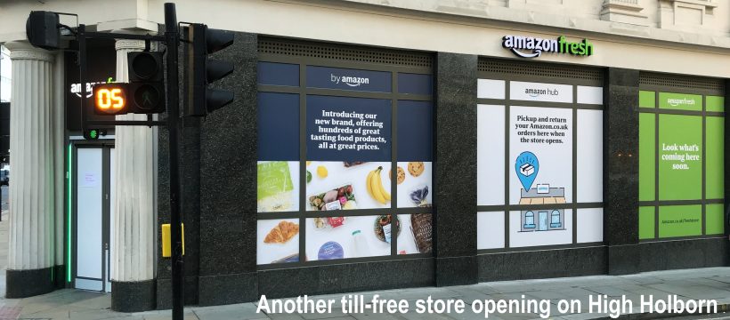 A new Amazon Fresh Store, which will soon be open at the junction of Chancery Lane and High Holborn.