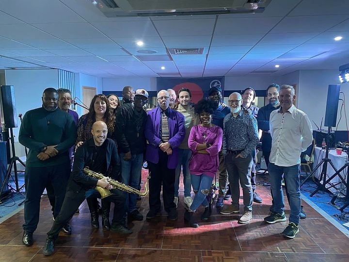 The band at Barrie Stadling's party at Millwall FC
