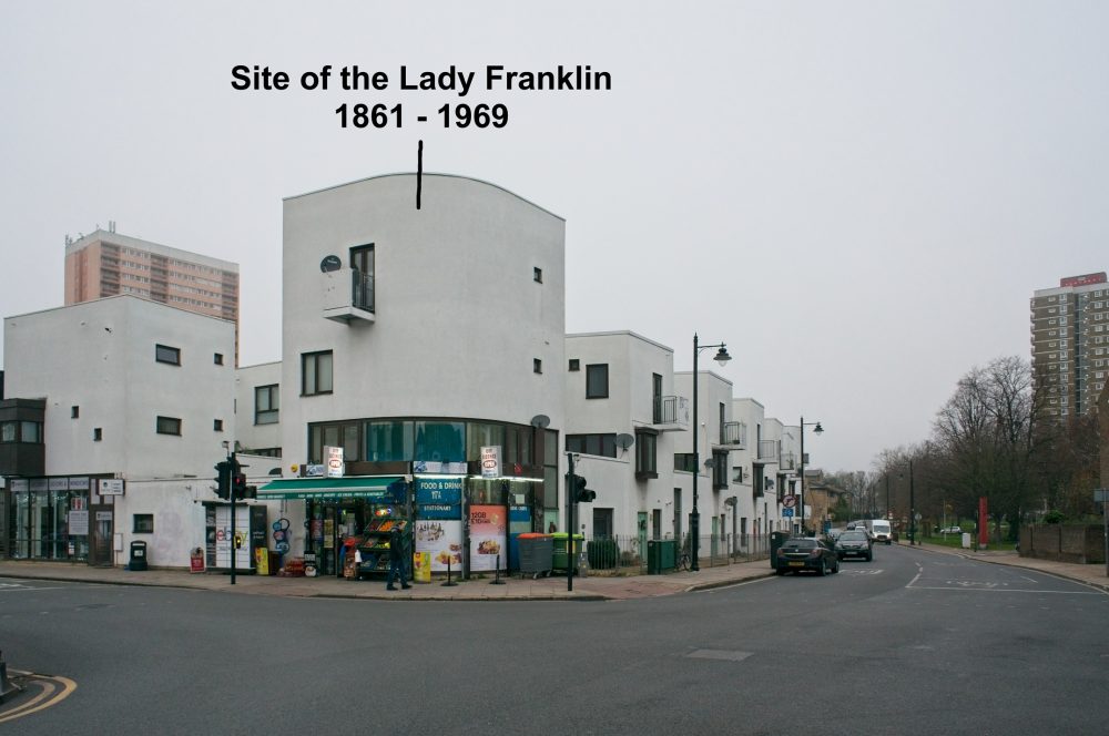 Site of the Lady Franklin Old Ford Road Dec 2021