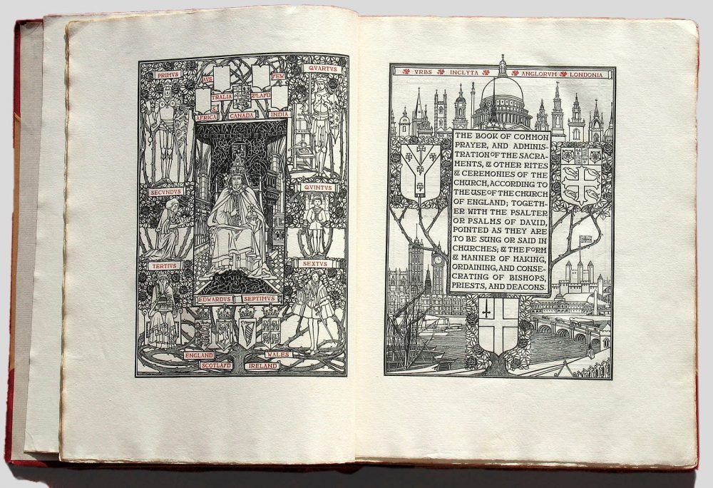 The Prayer Book of King Edward VII. The woodblocks and typeface were designed by CR Ashbee at 1903 in Chipping Campden.