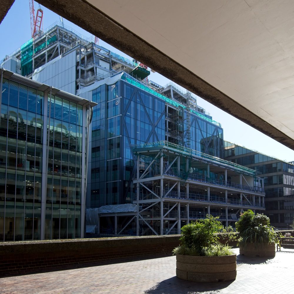 The Deutsche Bank groundscraper viewed from the Barbican