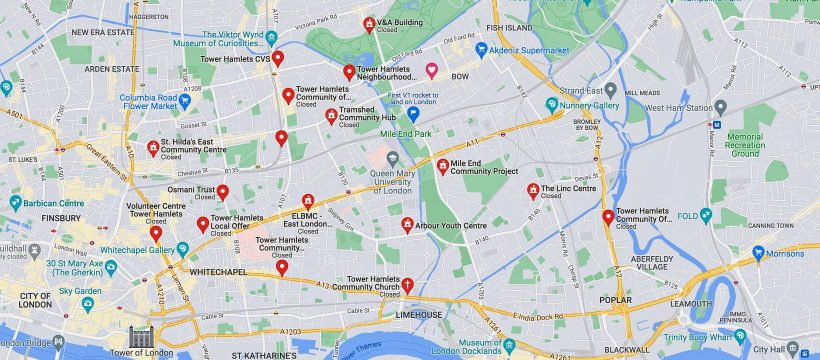 Community Groups in Tower Hamlets listed by Google