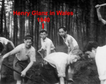Henry Glanz 4th from left chopping wood in Wales 1940