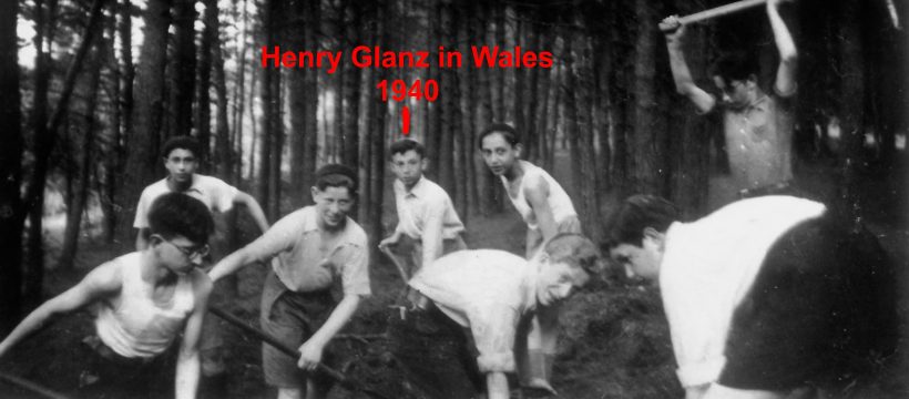 Henry Glanz 4th from left chopping wood in Wales 1940