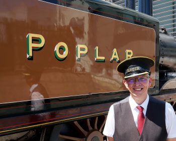 David Nibloe with the newly restored Kent & East Sussex Railway locomotive Poplarx Railway