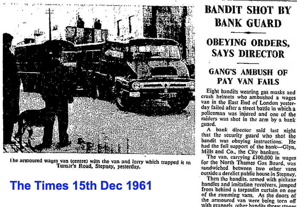 Bandit shot - The Times 15th Dec 1961