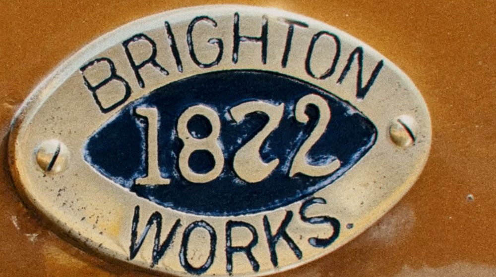 Brighton Works sign Poplar Terrier locomotive